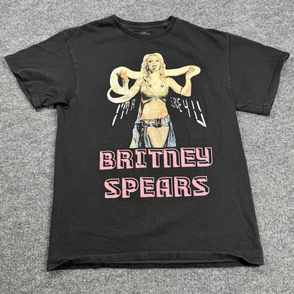 Britney Spears Graphic Tee Womens S Black‎ Im A Slave 4 U Snake Y2K Pop Star